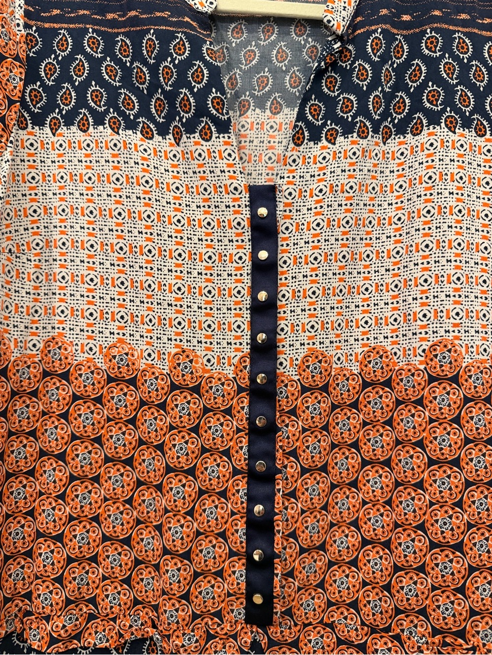 Zara Navy & Rust Printed Button-Front Tunic - Picture 2 of 5